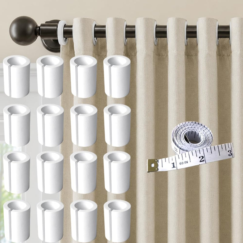 16Pcs Curtain Spacers for Grommet Drapes with 1 Soft Tape Measure - 85mm | Foam Material,Light Weight,Auto-Snap-Back,Easy Install No Tools,Keep Curtains Evenly Spaced and Neat,Accessories for Drapes 16