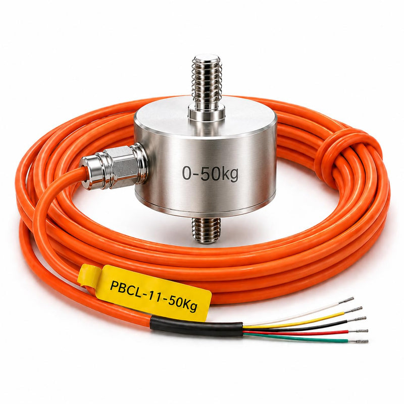 50kg Mini Load Cell Sensor for Tension Compression Testing | Compression Force Sensor 0.1% High Precision Stainless Steel Sensor 2.5m Cable Load Cell for Industrial Automation Testing