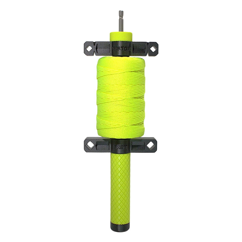 VALTOR Fast-Line Reel with #18 Braided Nylon String (500 ft) – Drill-Powered Hex Drive String Line Reel for Construction Layout