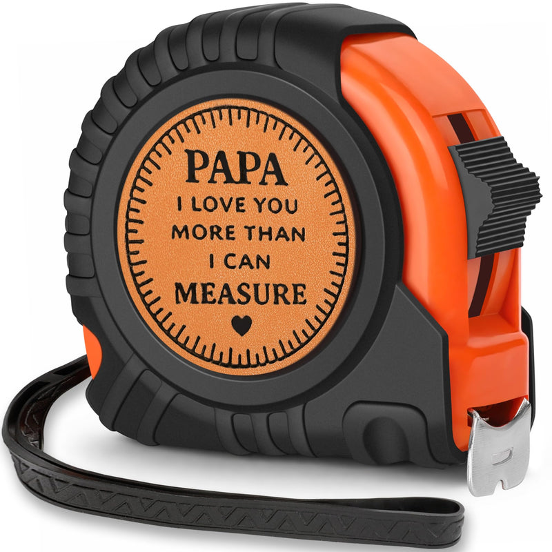 Grandpa Fathers Day Papa Gift from Grandkids Father's Day Birthday Gifts for Grandfather Best Papa Gift Papaw Pop Pop Gifts from Granddaughter Genuine Leather Engraved 25 FT Tape Measure Useful Tool