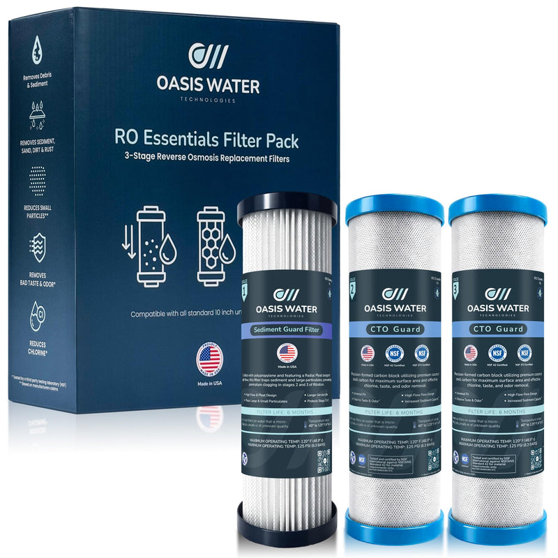 Pleated Sediment RO Replacement Filter Kit | 10 inch Under Sink Reverse Osmosis Set | NSF/ANSI 42 Certified Carbon Block | Fits APEC ROES-50 RO-45 RO-90 & iSpring RCC7 RCC7AK