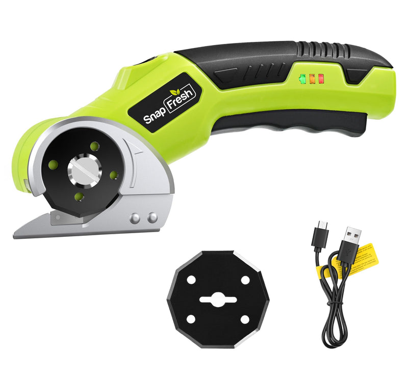 SnapFresh 4V Cordless Electric Scissors, 2.0Ah Battery, LED, 2 Blades