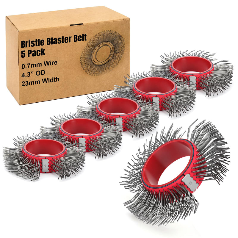 5 Pcs Abrasive Wire Wheel Belts Blaster Clearing Metal Replacement Coarse Rust Removal Blasting Tool for Surface Preparation (0.7mm Carbon Spring Steel, a Box with Five Belts)