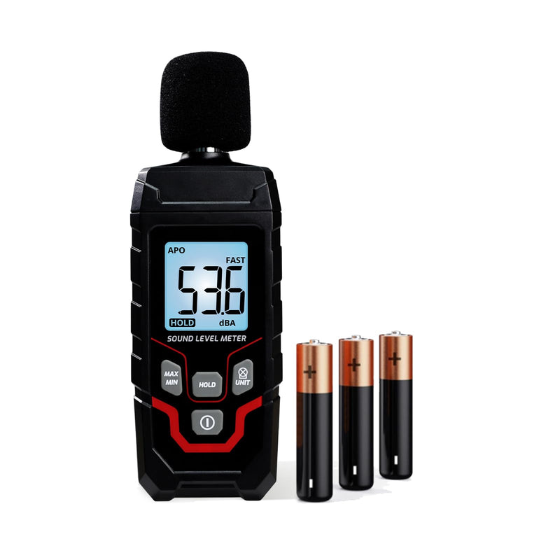 Decibel Meter Digital Sound Level Meter with Backlit LCD Screen, 30~130dB Sound Decibel Meter, SPL Meter with Fast&Slow, MAX/MIN/HOLD Mode, Portable Sound Meter for Home Theater Office Studio
