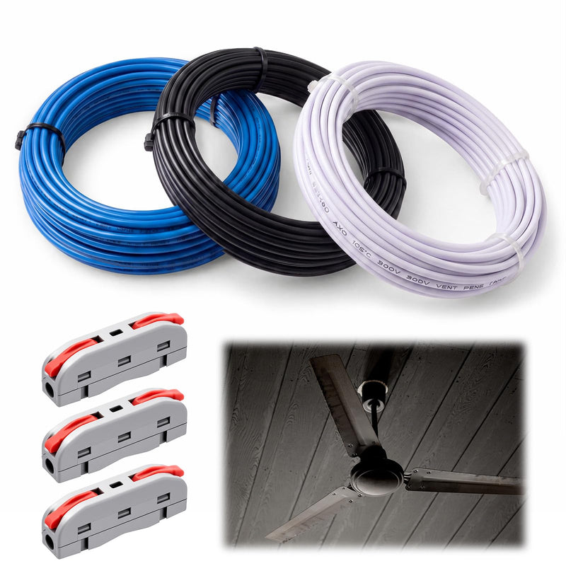 120 Inch Ceiling Fan Extension Wire Kit with 3 Color Wires & Connectors