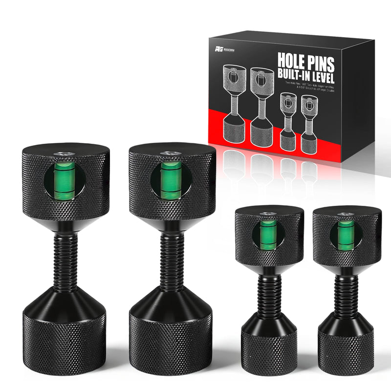 4 Pcs Flange Two Hole Pins, 1-1/8" & 1-5/8" Two Hole Hardware Pins with Built-in Level, 6061 Aluminum Detachable Double Hole Flange Pins for Pipe Fitting, Black