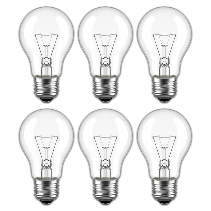 6 Pack A19 Incandescent Light Bulb 60W, Dimmable E26 Medium Base, 2700K Soft White, Eye-Soothing Warm Glow for Home, Garage, Lamp, Ceiling Fan, Shatter Resistant Rough Service Light Bulb