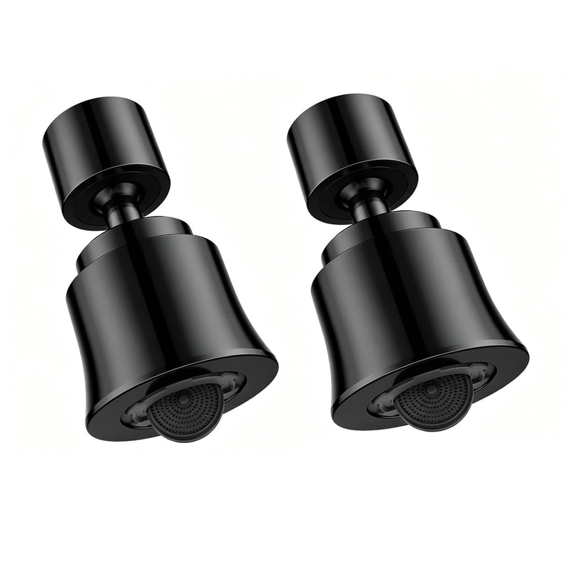 2 Pack Metal Faucet Aerator - Dual Modes Sink Sprayer Attachment for Bathroom - 360° Swivel Kitchen Faucet Sprayer Attachment - Anti-clogging Design - Black 2