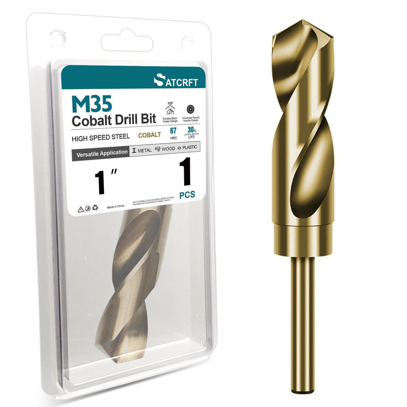 1 Inch Cobalt Drill Bit, M35 HSS Twist Drill Bit, 135° Split Point | Reduced Shank, Large hole drilling 6" length 3" working length for thick steel plate and stainless steel 1 Inch