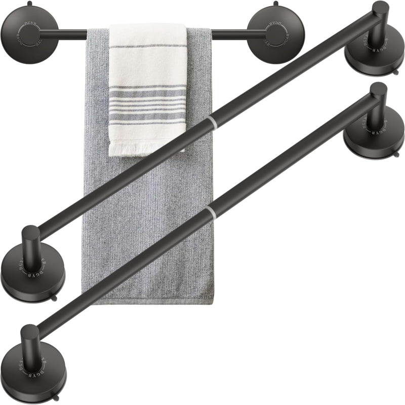 DGYB 2 Pcs Adjustable Suction Cup Towel Bar for Bathroom 14-27 Inch Matte Black Towel Rack No Drill Removable Shower Towel Holder for Glass Door Tile New-black 2pcs