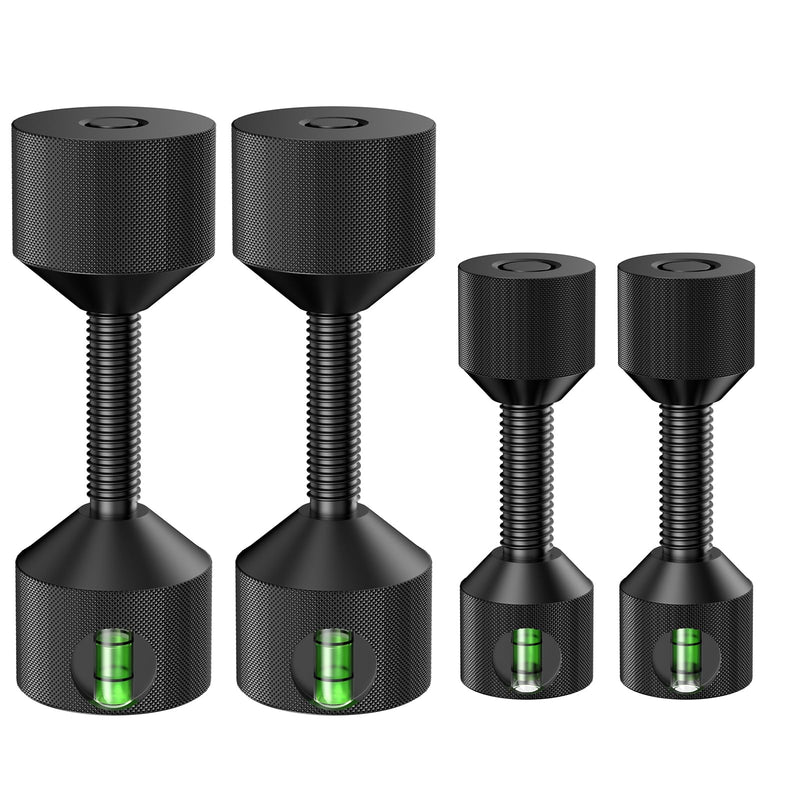 BURMONG 4 Pcs Flange Two Hole Pin - 1-1/8” Two Hole Alignment Pins & 1-5/8” Detachable Flange Double Hole Pins Built-in Level Aluminum 2 Hole Flange Alignment Pin with Anodized Oxide Black Finish
