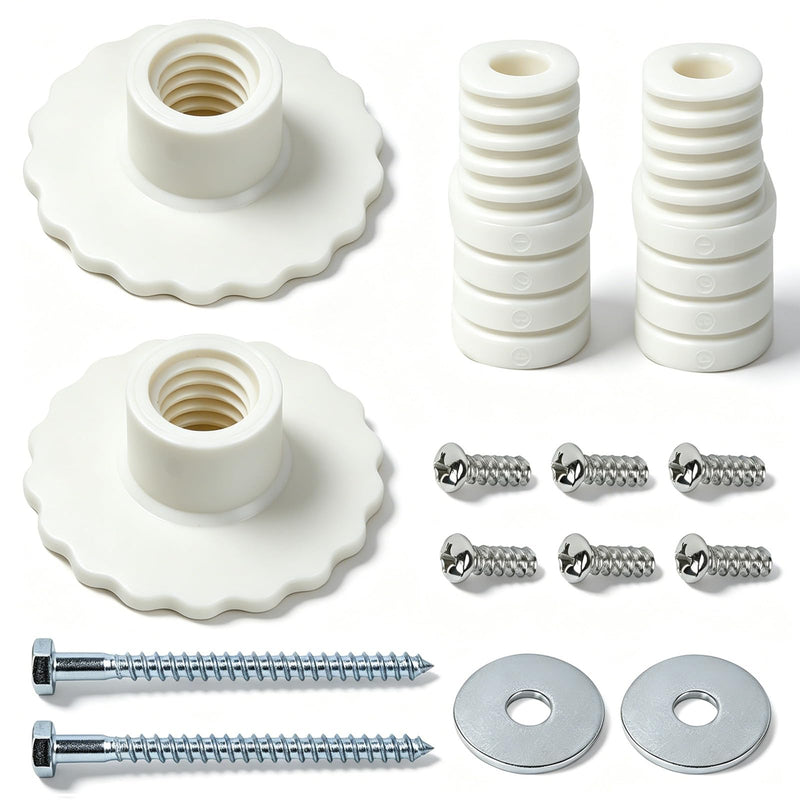 Grab Bar Mounting Kit for Fiberglass Showers(1 Set) | Grab Bar Mounting Kit with Adjustable Spacers (Fits 15/16" to 2-1/8"), for Installing Handrails to Walls White 1SET