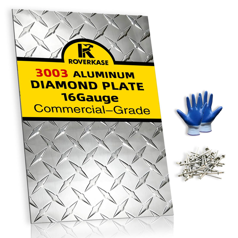 3003 Aluminum Diamond Plate Sheet Metal, 16GA .063" 12 x 48 in Flat Heavy Duty Diamond Plate, Polished Silver, Easy Cut, Protect & Reinforce Trailer Floor, RV Wall, Garage, Boat & DIY 12" x 48", 1pc
