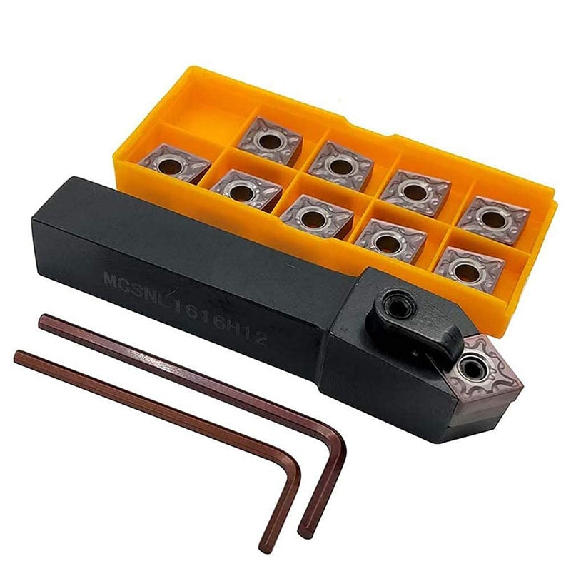 1 pcs MCSNL1616H12 Lathe Turning Tool Holder + 10pcs CNMG120408-MA VP15TF Carbide Insert Turning Tips Tool