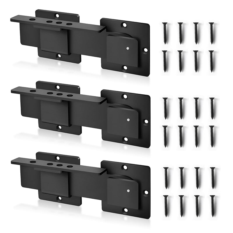 9" Flip Gate Latch Lock with Padlock Hole,3 pcs Matte Black 4 mm Aluminum Anti-Rust Alloy Door Latch for Outdoor Wooden Fence, Open Door,Wooden Fence, Barn Door with Screws (Black, 9” - 3pcs)