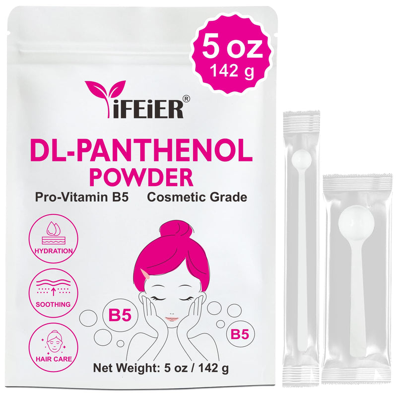 iFEiER Pure DL-Panthenol Powder 5oz (142g) Bulk Size– Cosmetic Grade, Water-Soluble B5 for Skin & Hair Care, Ingredient for DIY Creams, Shampoos & Lotions 5oz (142g)
