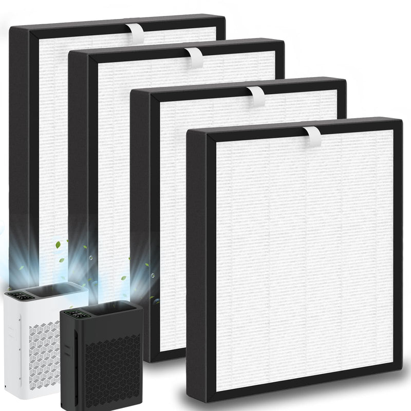 TZ-K2 True HEPA Filter Replacement, Compatible with ToLife TZ-K2 Air Purifier, TZ-K2-A HEPA Filter, 3-in-1 HEPA High-Efficiency Activated Carbon Filter, 4 Pack