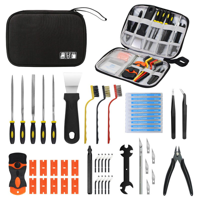 52 PCS Printer Accessories Tool Kit for 3D Printer, Compatible with FDM SLA Printing Machine, Includes Scraper, Tweezers, Nozzle Cleaning Needles, Deburring Tool, Flush Cutters for Beginner Printing | Complete set of accessories