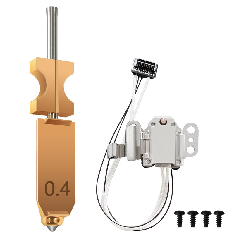 for FLASHFORGE AD5X Upgraded 0.4mm Hotend Nozzle and Heating Assembly Kit with Base Clip Heater Cartridge Thermister 3D Printer Extruder Kits All Metal Hot End/Printhead Replacement Detachable Nozzle 2 PCS