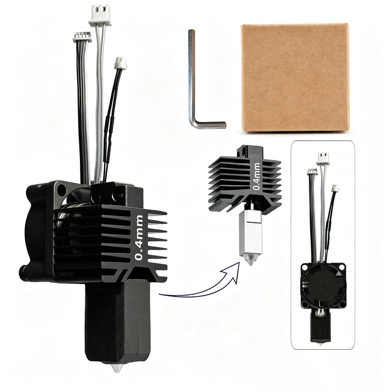 Bambuu Lab X1 X1C Hotend Complete Kit, 0.4MM Hardened Steel Nozzle Full Assembly with Fan, Ceramic Heater, Nozzle, Thermistor, Extruder Heating Block Replacement for Bambu Lab X1 Series 3D Printer