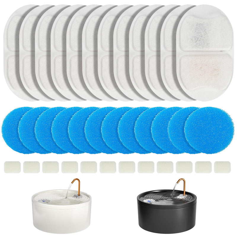 DOOOB Dog Water Fountain Filter, 36 Pack Dog Fountain Filters 12 Filters + 12 Sponges + 12 Sponges
