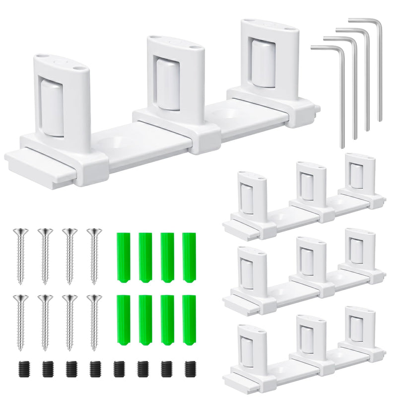 IWIWE Sliding Door Floor Guide, White Bypass Door Guide, Adjustable 3-Roller Bottom Mount for Sliding Closet & Barn Doors Upgrade Kit (4 Pack) 4