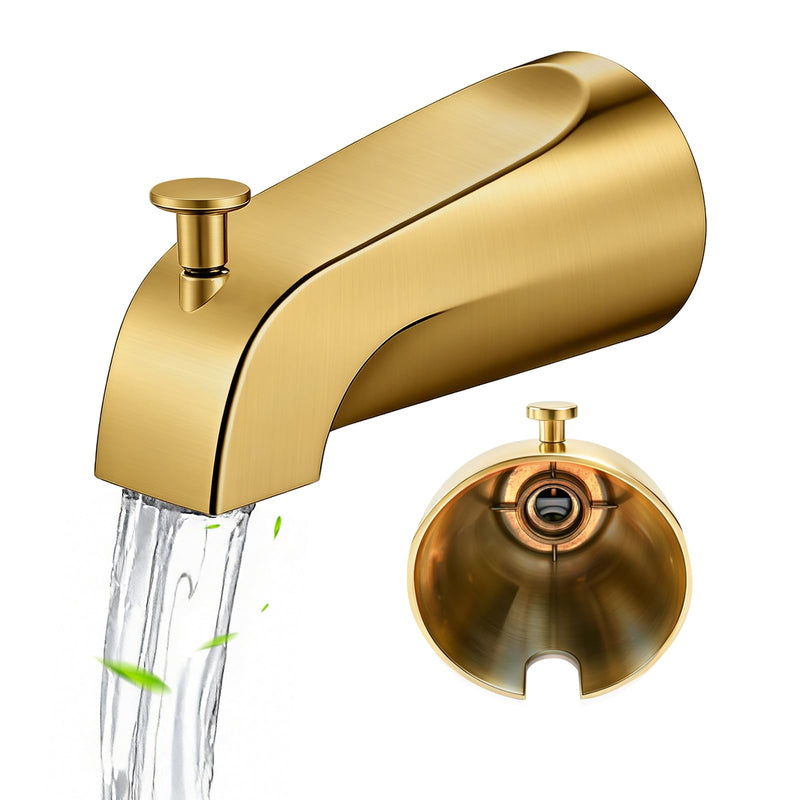 Universal Bathroom Tub Spout with Diverter, 1/4 Inches 1/2" IPS Inside Thread, Durable Heavy Duty Metal Bathtub Faucet with Shower Diverter,1/4 Inch Bathroom Tub Spout Compatible,Brushed Gold Brushed Gold