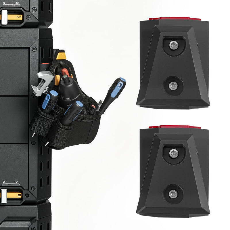 RUKUHOT 2 Pcs Tool Pouch Holder Fits for ToughBuilt ClipTech, Quick-Access Corner Rail Mount Compatible with StackTech Toolbox, No-Drill Tool Bag Bracket for Garage, Jobsite & Mobile Workstations