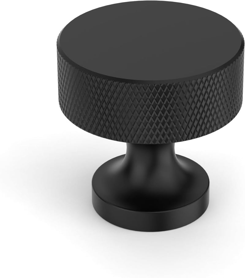 Matte Black Knurled Cabinet Knobs Round Drawer Pulls 30 Pack Matte Black Flat Round Knobs