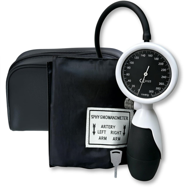MaiWieel-Palm Style Aneroid Sphygmomanometer,Latex-Free Manual Blood Pressure Cuff Cuff,European Cuff 8.7-16.5",Come with Carrying Bag for Nurse Doctor,Home Use,Black