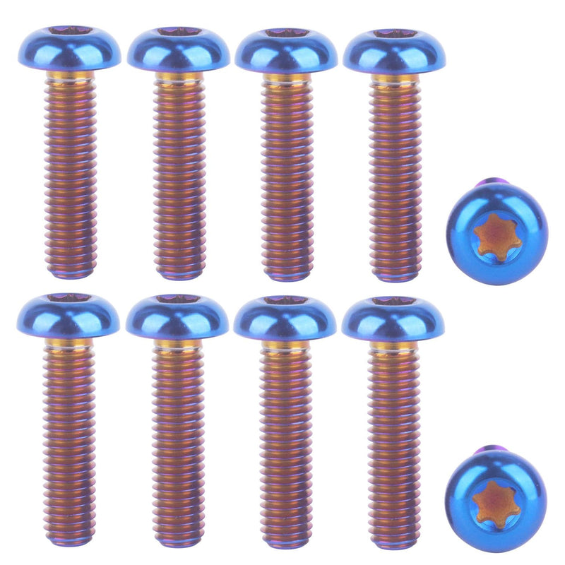 10Pcs Titanium Water Bottle Cage Bolts Torx M5x10 12 15 20 25mm Bicycle Rotor Screws Gr5 (Burnt Blue, M5x20mm) Burnt Blue
