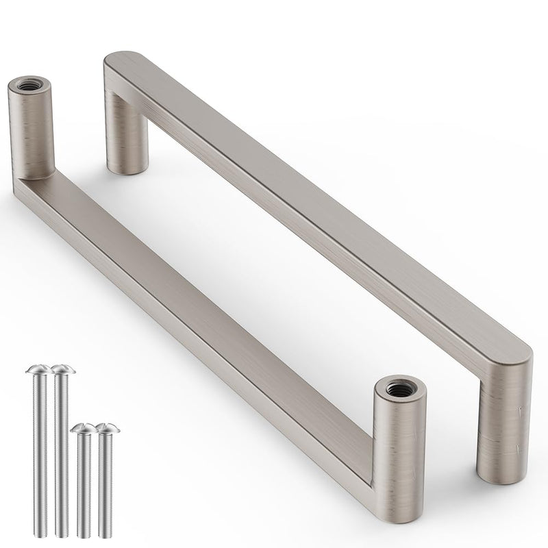 5 Pack 160mm(6.3 Inch) Edge Brush Nickel Hidden Drawer Door Cabinet Handle Aluminum Alloy Finger Bar Pull Concealed Furniture Hardware Back Mount Dresser Handles for Kitchen Bathroom Brushed Nickel 160