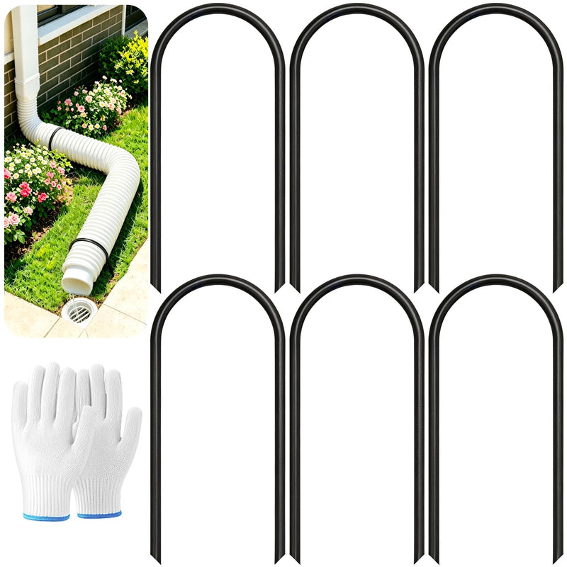 4in U-Shape Downspout Pin, Drill-Free, Wind & Rain Resistant 6pcs | Heavy-duty iron structure, longer lifespan than counterparts, easy installation & reusable, free gloves included 4 inch (100mm) 6pcs 6