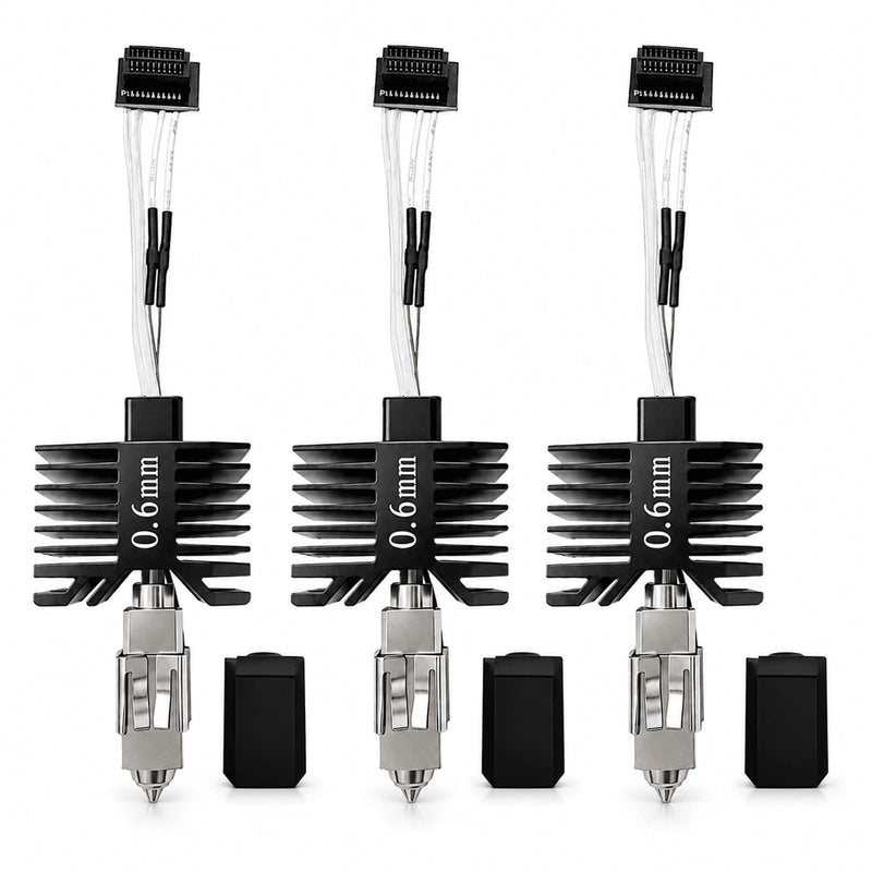 3PCS 0.6mm Integrated Hotend Nozzle for Bambu Lab P1P/P1S, Hardened Steel All-Metal Print Head, 300℃ High Temp, Built-in Thermistor & Ceramic Heater, High Precision Printing 3PCS