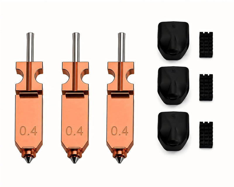 Upgraded AD5X Nozzle Set 0.4mm All Metal Hotend Extruder Printhead with Integrated Heater Block, 3PCS with 3Cleaning Brushes & Silicone Socks 0.4mm x 3