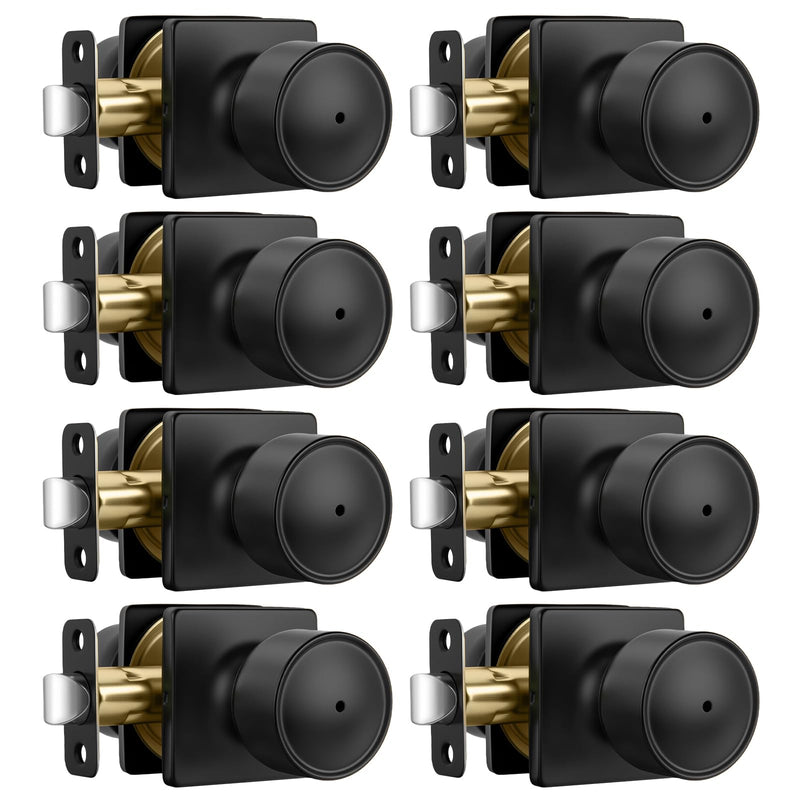 Goldenwarm Matte Black Door Knobs Interior, 8 Pack Privacy