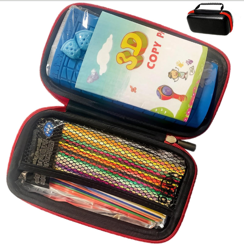 Case Compatible with 3Doodler Start+ 3D Pen for Kids | 3D Printing Pen Accessory 175PCS PCL Refills Packs, 1pc Silicone Stencil, 4Pcs Finger Protectors, 1pc Drawing Guide Book