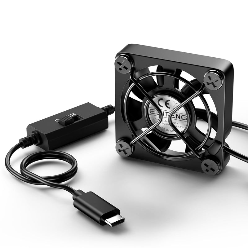 ELUTENG 40mm Mini USBC Fan Double Sided Metal Gril Small USB-C Cooling Fans | 5V Quite 4cm PC Case Ventilator with 3 Adjustable Speeds for Router, Receiver, TV Box, DVR, Xbox, PS6, Cabinet