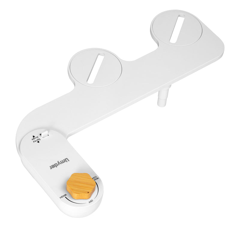 Bidet Attachments for Toilet Seat,Non-Electric Cold Wash Bidet,Adjustable Water Pressure&Spray Angle for Front&Rear Wash,Self-Cleaning Nozzle,Fits Elongated&Round Toilet,Bamboo Knob