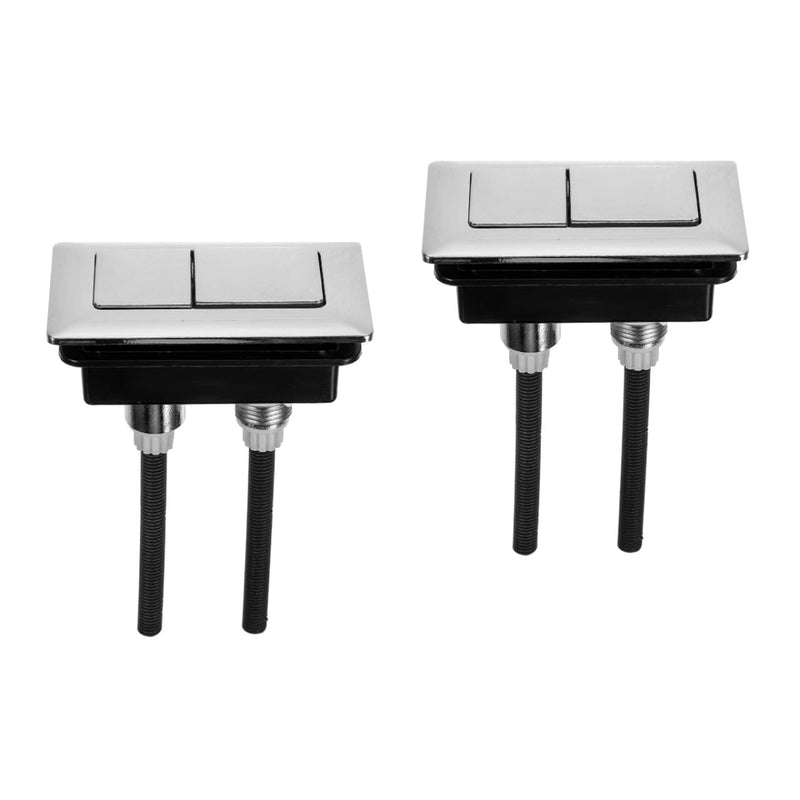 DOITOOL 2pcs Dual Flush Toilet Button Replacement, 5. 5 X 3. 3 Inch Rectangular Abs Push Button with Rods, Chrome Plated Water Tank Valve Switch for Bathroom 2