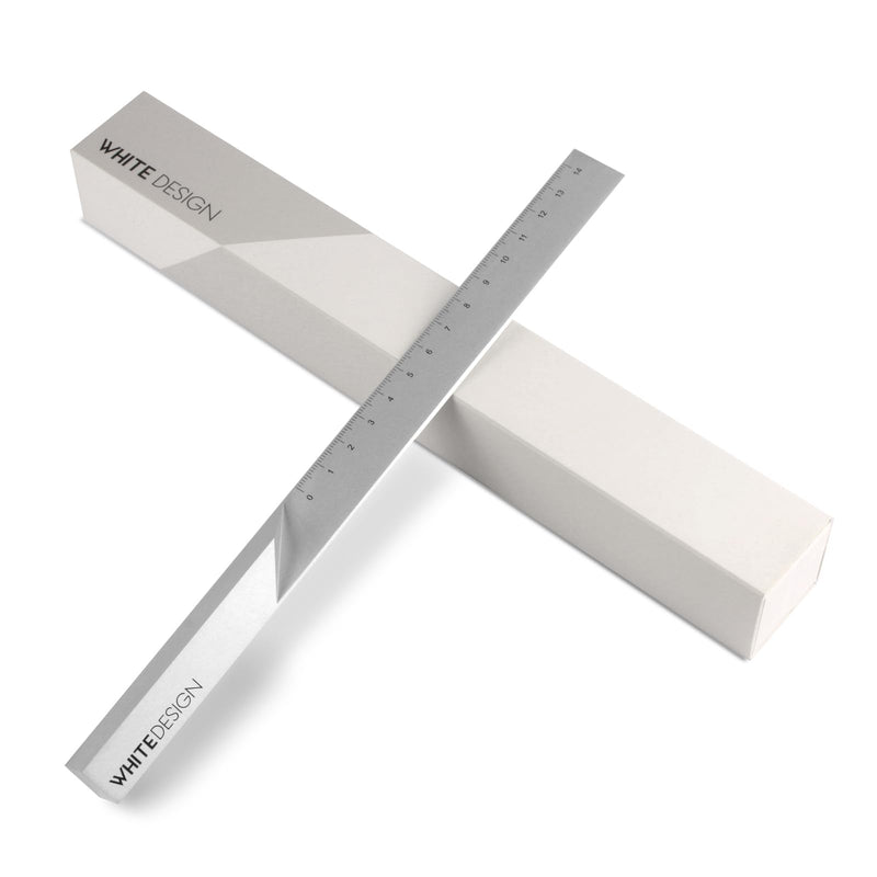 Gift Boxed Modern Minimalist Metal Ruler, High-end Desk Sculpture with Geometric Profile, Precision Measuring & Paperweight Tool, Elegant Gift for Architects, Designers & Creatives