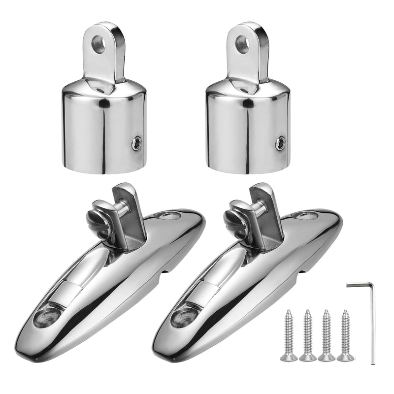 316 Stainless Steel Boat Bimini Top Hardware, Quick Release Swivel Hinge with Eye End Cap Fits 7/8 inch OD Round Tube, Bimini Top Parts for Boats