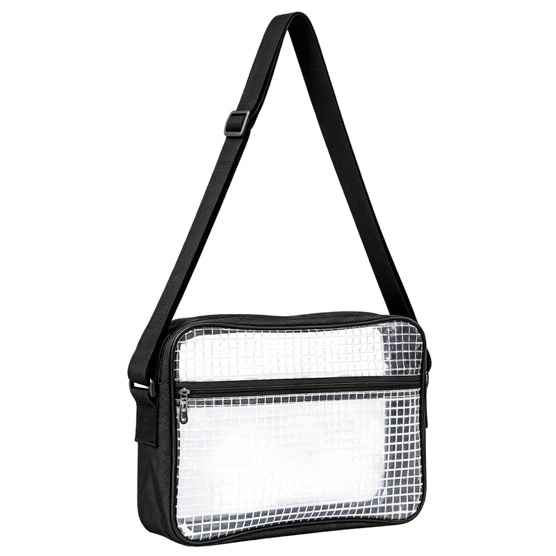 Anti-Static Cleanroom Engineer Bag（Fabric Shoulder Straps）- 15.7 Inch Transparent PVC Tool Bag for Work Travel and Daily Use Black 1