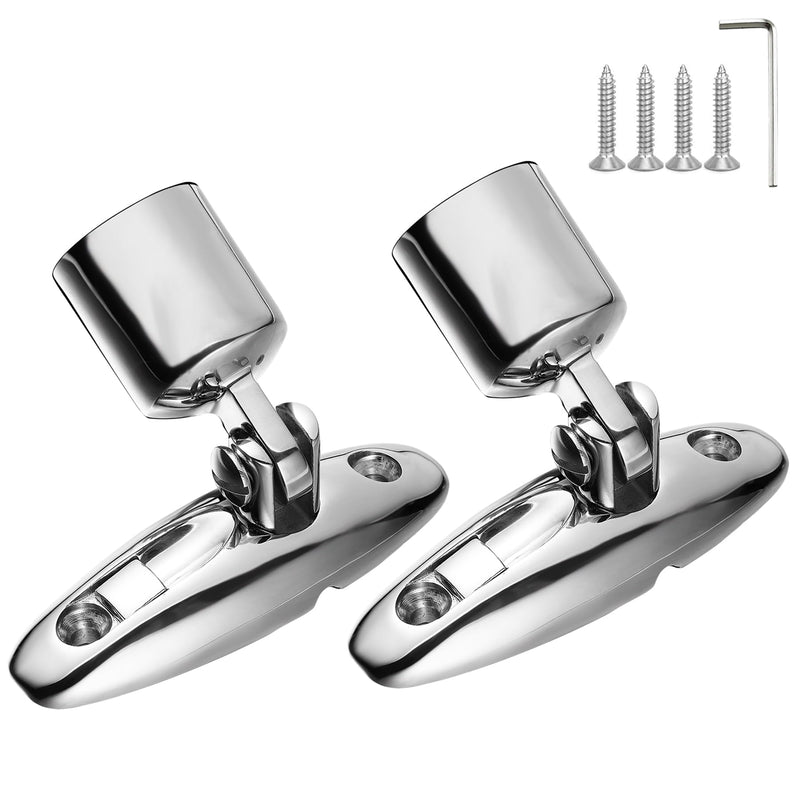 Boat Bimini Top Hardware, 316 Stainless Steel Side-Mount Quick-Release Deck Hinges with Eye End Cap Fits 7/8 inch OD Round Tube, Bimini Top Parts for Boats(2 Pair) 7/8 inch(22 mm)