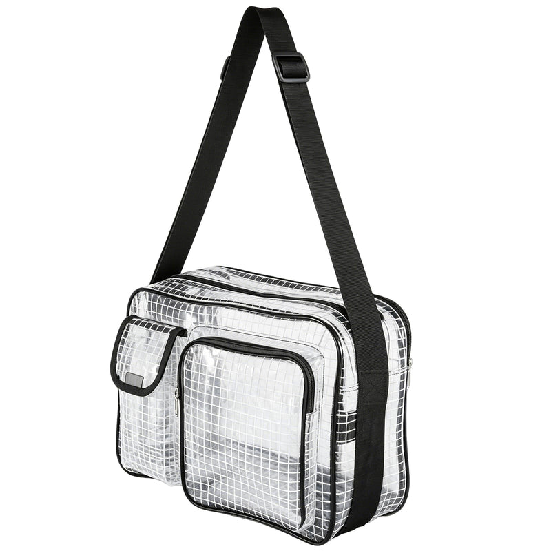 Anti-Static Cleanroom Engineer Bag（Fabric Shoulder Straps, 3 Pockets）- 13.8 Inch Transparent PVC Tool Bag for Work Travel and Daily Use Black 2