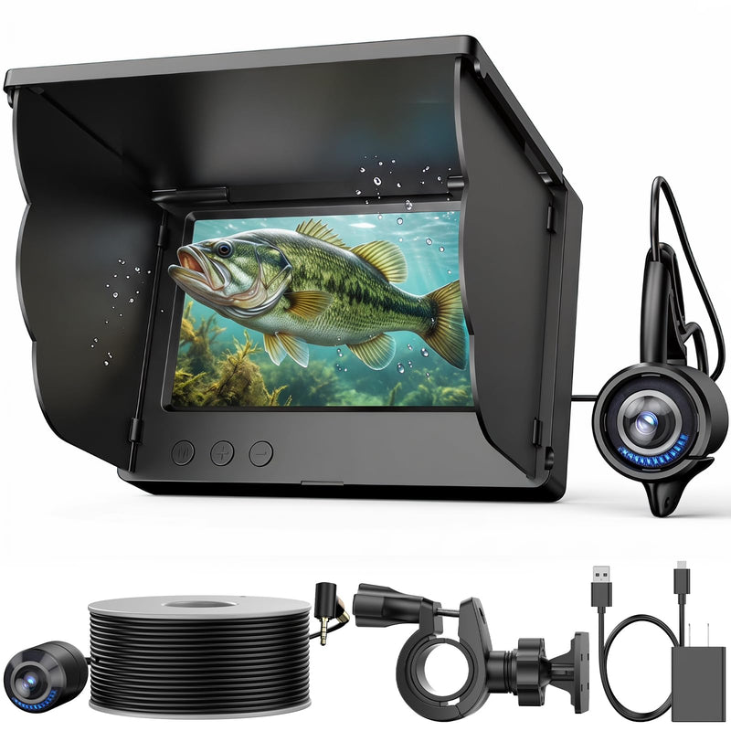 Eyoyo Underwater Fishing Camera with 4.3" LCD Monitor | 65ft Cable, 8 IR Night Vision Lights, 195° Wide Angle Lens, 5000mAh Battery, for Ice, Lake, Boat & Kayak Fishing