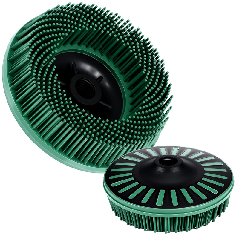 Zhehao 2 Pcs 4-1/2" Green 50 Grit Bristle Disc with 5/8"-11 Threaded Hub Ceramic-Aluminum Oxide Abrasive Brush for Angle Grinder Remove Paint Rust Coatings Weld Slag Contaminants Max 12000 RPM Speed