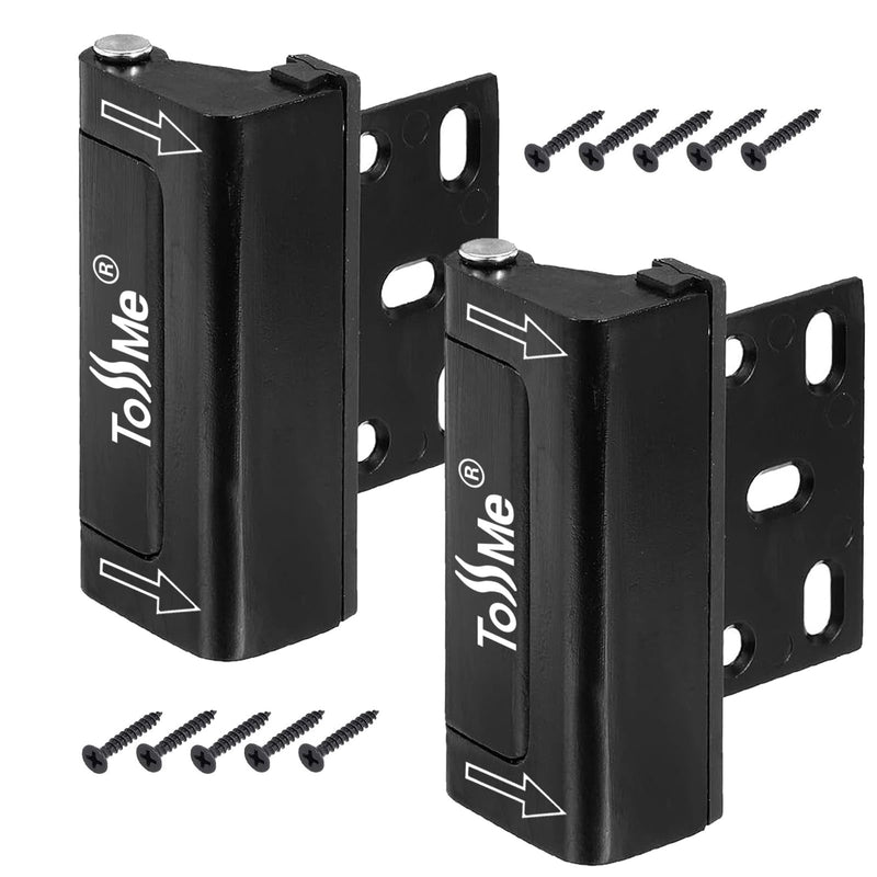 Home Security Door Lock,Childproof Door Reinforcement Lock,with 3" Stop Withstand 800 lbs,for Inward Swing Doors,Night Kids Safety Metal Flip Lock Deadbolt Latch (2, Black) 2