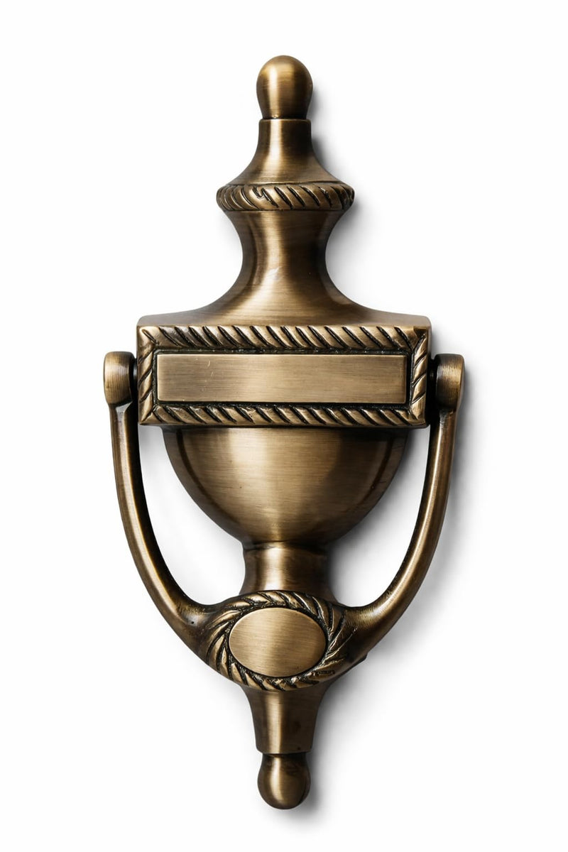 Brass Door Knocker Hand-Etched Carved Gate Knocker Handle Pull Door Accessories Home Decor Hardware Golden (Georgian) Georgian