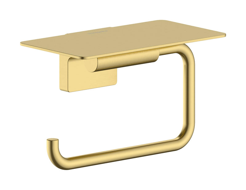 hansgrohe AddStoris S 6-inch Toilet Paper Holder with Shelf in Brushed Gold Optic, 41789250